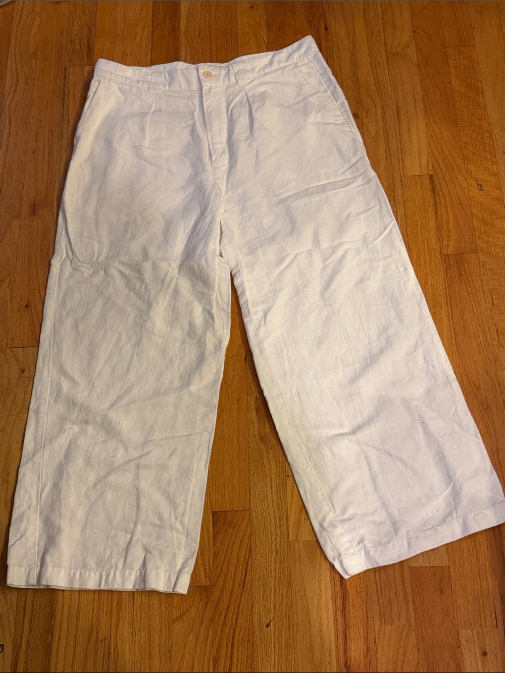 Alex Mill Women's 12 Cropped Wide Leg White Linen Lyocell Blend Pants